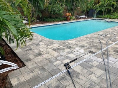 Paver pool deck cleaning and restoration, Tampa Bay, FL